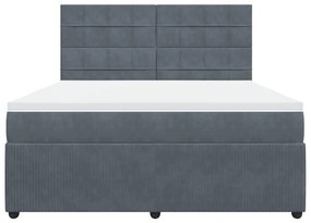 Giroletto a molle con materasso grigio scuro 180x200 cm velluto