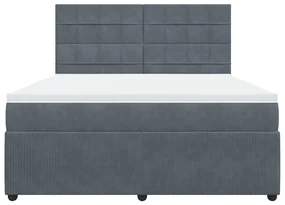 Giroletto a molle con materasso grigio scuro 180x200 cm velluto