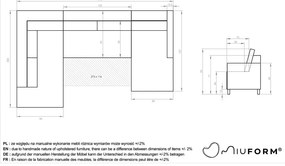 Divano letto beige a "U", angolo sinistro Scandic Lagom - Miuform