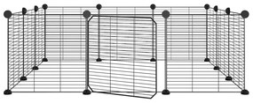 Gabbia per animali 12 pannelli con porta nero 35x35 cm acciaio