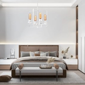 Lampadario a sospensione con catena CEDRIC II 4xE27/60W/230V bianco