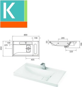Lavabo sospeso moderno 80cm in ceramica Litos-TT88 - KAMALU