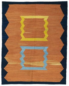 Kilim Tappeto 190 x 150 Giallo (Iran) Tessuto A Mano
