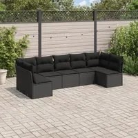 Set Divani da Giardino con Cuscini 7pz Nero Polyrattan 3249264