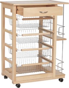 Carrello da cucina portafrutta con portabottiglie LANDHELL Naturale