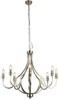 Lampadario Industrial-Nordico Loggia Acciaio Argento 8 Luci E14