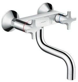 Rubinetto da cucina orizzontale a s Logis M32 argento cromato lucido HANSGROHE