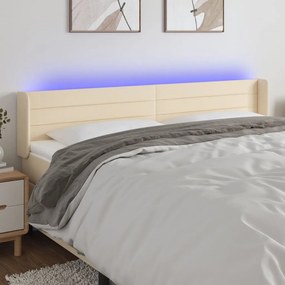 Testiera A Led Crema 163x16x78/88 Cm İn Tessuto /