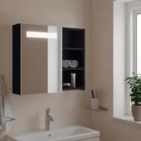 Armadietto Bagno con Specchio e LED Grigio 60x13x52 cm 357970