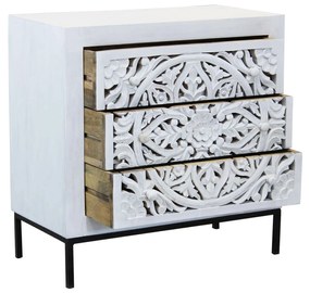 OHM - comò cassettiera con decoro 3 cassetti legno e ferro