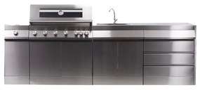 Cucina da esterno con cassetti ILo NATERIAL 4 bruciatori  L 226 x H 90 x P 93 cm