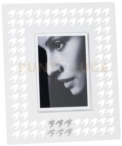 Portafoto di design pied de poule grande bianco marmo in ferro e po...