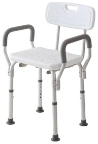 Sedia Doccia Con Braccioli Buchi Di Drenaggio e Gommini Antiscivolo Feridras "Comfort" Bianco