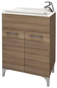 Lavatoio in legno 60 x 50 cm x altezza 84 cm rovere fumo completo di lavello e tavoletta