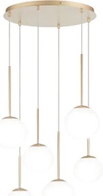 Lampada a sospensione JEWEL in metallo e vetro soffiato 55 cm 6 Luci verticale Oro