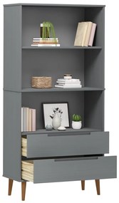 Libreria molde grigia 85x35x170,5 cm in legno massello di pino