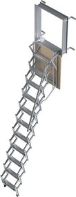Scala retrattile in acciaio galvanizzato, foro 70x80 cm, H da 2.76 a 3.00 m, 11 gradini, con corrimano