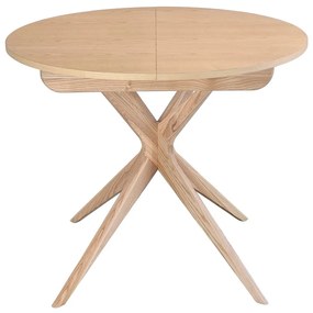 Tavolo da pranzo rotondo in frassino massiccio allungabile con estensione ø 90 cm Jubi – Ragaba