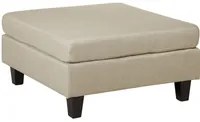 Pouf Poggiapiedi Tessuto Beige Imbottito Quadrato Minimalista Moderno