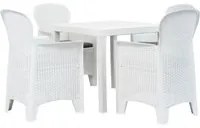 Set Pranzo da Giardino 5 pz in Plastica Stile Rattan Bianco 276108