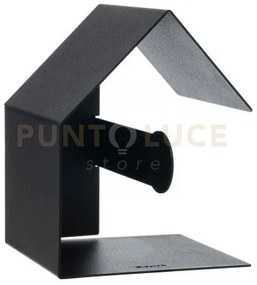 Porta carta igienica da parete casetta nero in ferro 14,3x12px17,5hcm