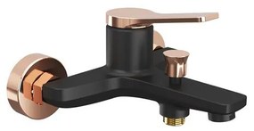 New Line Miscelatore Vasca Con Supporto Doccetta E Flessibile 150 Cm Nero Opaco/Oro Rosa