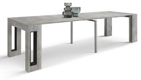 Consolle GAIOLE in legno, finitura grigio cemento 90&#215;45 cm allungabile a 90&#215;295 cm