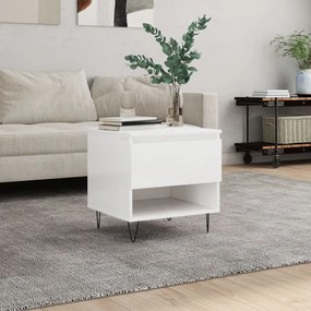 Tavolino Bianco Lucido 50x46x50 Cm İn Legno Multistrato /
