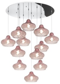 Lampadario Contemporaneo Dress Metallo Cromo Vetro Ruggine 12 Luci E27