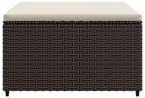 Poggiapiedi da giardino con cuscini 2 pz in polyrattan marrone