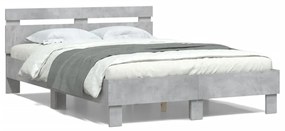 Giroletto Con Testiera E Led Grigio Cemento 120x190 Cm /