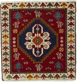 Shiraz Tappeto 60x60 Rosso (Iran) Annodato A Mano