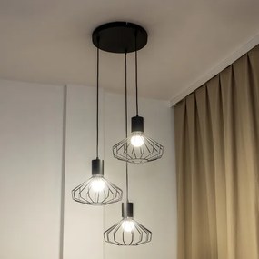 Lampadario a sospensione con cavo SOLANO 3xE27/15W/230V nero/cromo lucido