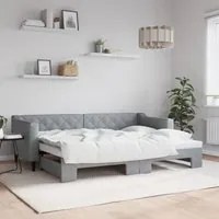 Divano Letto con Letto Estraibile Grigio Chiaro 80x200 Tessuto 3197421