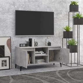 Mobile tv con gambe in metallo grigio cemento 103,5x35x50 cm