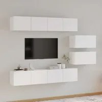 Set di Mobili Porta TV 6 pz Bianco Lucido in Legno Multistratocod mxl 73608