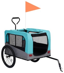 Rimorchio bici per animali carrello jogging blu e grigio