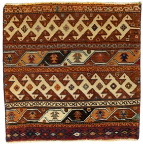 Shiraz Tappeto 60x60 Rosso (Iran) Annodato A Mano