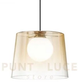 Fade lampadario a sospensione vetro trasparente sfumato ambra  e di...