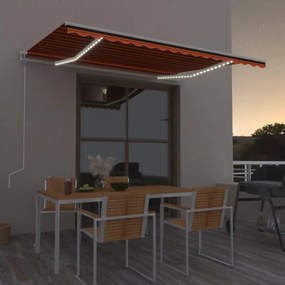 Tenda Automatica Sensore Vento E Led 450x300 Cm Arancio Marrone /