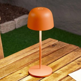 Lindby Lampada da tavolo LED Arietty, arancione, alluminio, Ø 10,5 cm