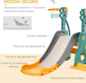 Scivolo per Bambini 152x149x107 cm con Altalena e Canestro Multicolore...