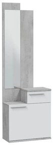 Mobile Ingresso Scarpiera Caren con Specchio 61x28x185h in Cemento e Bianco Artik