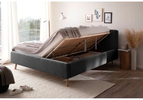 Letto matrimoniale imbottito color antracite con contenitore con rete inclusa 160x200 cm Mattis – Meise Möbel