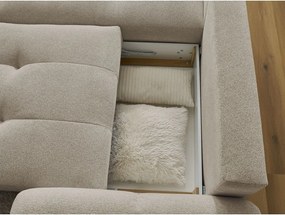 Divano angolare beige allungabile/con contenitore (con penisola a sinistra/con chaise lounge) con rivestimento in ciniglia Roxelane – Bobochic Paris