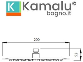 Kamalu - soffione per doccia tondo in acciaio finitura nera diametro 20cm | kam-arte nero