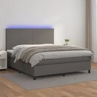 Giroletto Molle con Materasso e LED Grigio 180x200cm Similpellecod mxl 122987