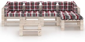 Set divani da giardino pallet 6 pz con cuscini in legno di pino