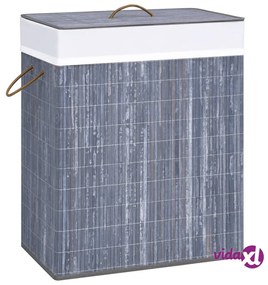 vidaXL Cesto Portabiancheria in Bambù a 2 Sezioni Grigio 100 L