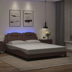 Giroletto Con Luci Led Marrone 160x200 Cm İn Similpelle /